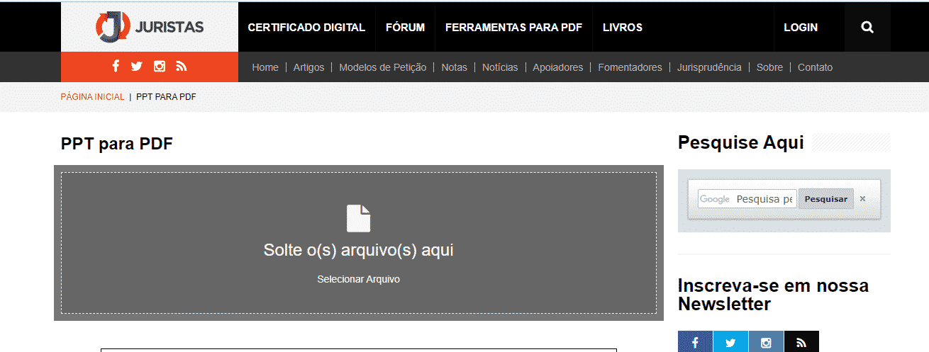 Ferramenta de Conversão para PDF do Portal Juristas