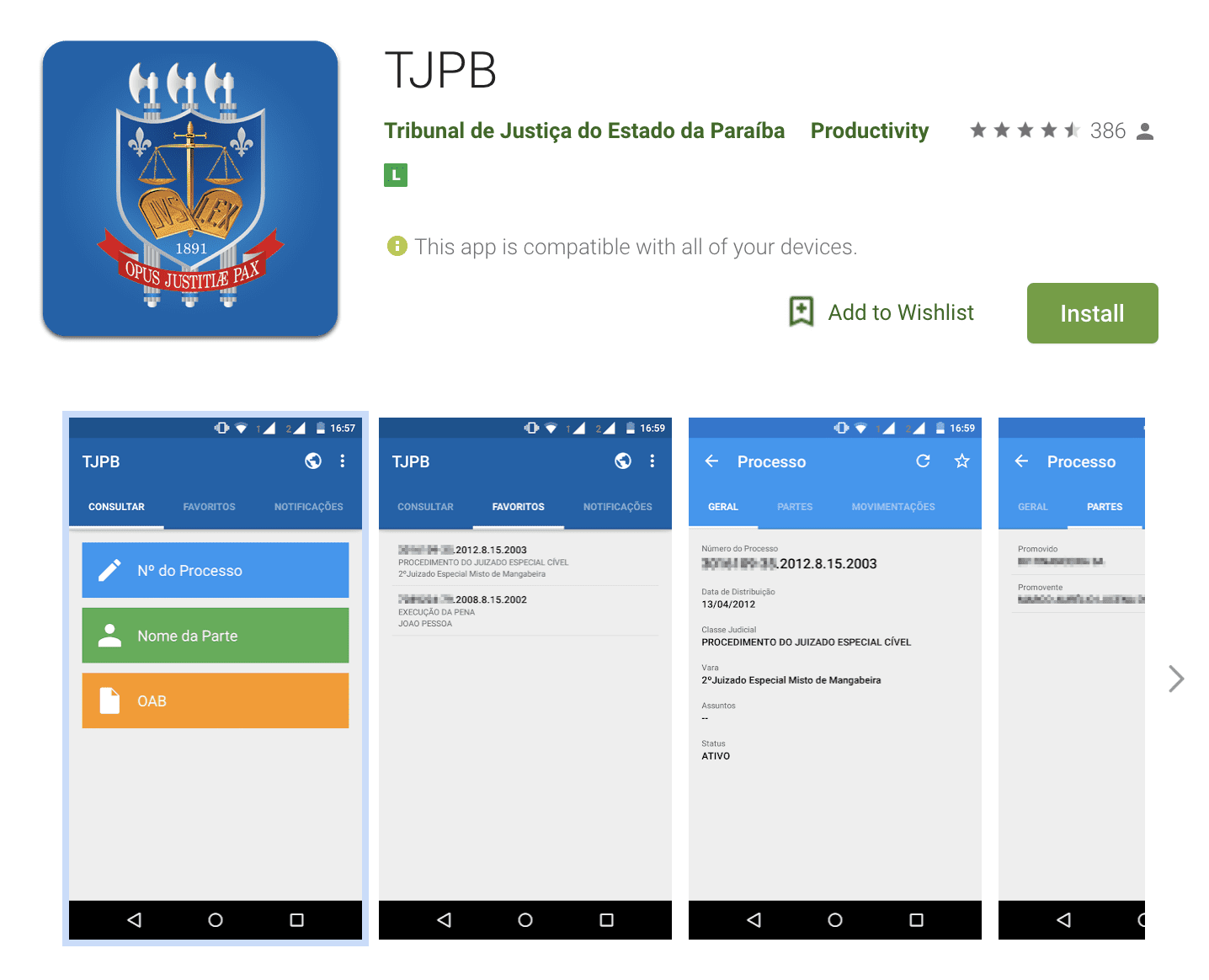 Google Play - Consulta Processual - TJPB