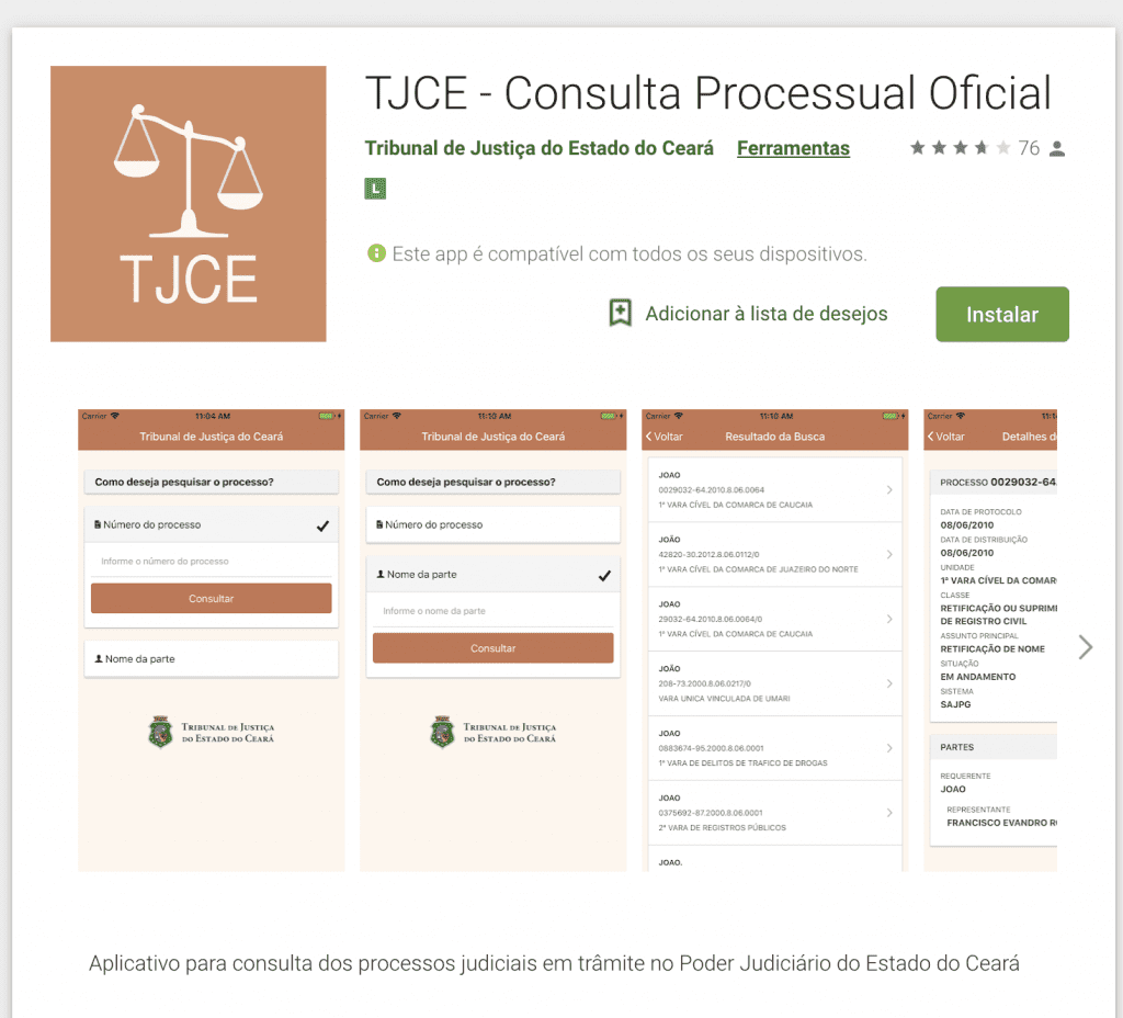 Aplicativo de Consulta Processual do TJCE