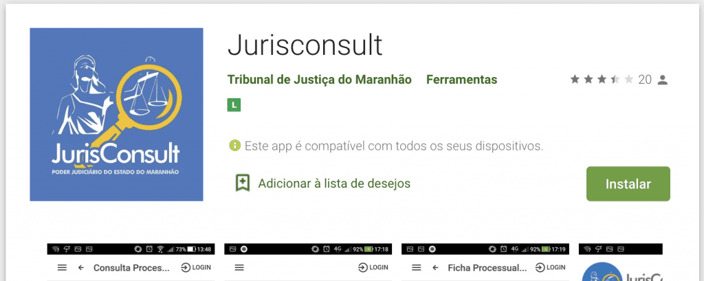 Aplicativo Jurisconsult do TJMA - Android