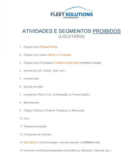 Parceria especial oferece aluguel de veículos 0Km da Volkswagen com condições especiais 3 | Juristas Segmentos e atividades proibidos