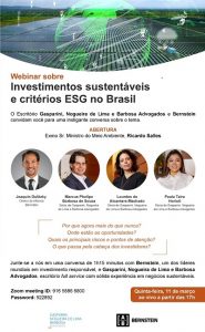 Escritório Gasparini, Nogueira de Lima e Barbosa Advogados e Bernstein debatem investimentos sustentáveis e critérios ESG no Brasil | Juristas