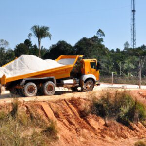 areia exploração de areia trator caminhão com areia
