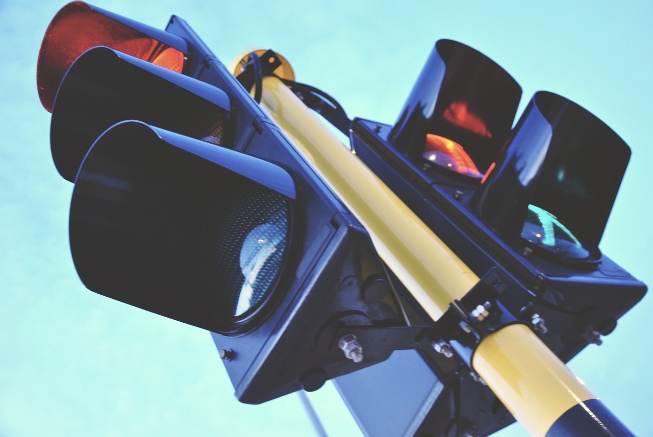 traffic light, traffic, blue