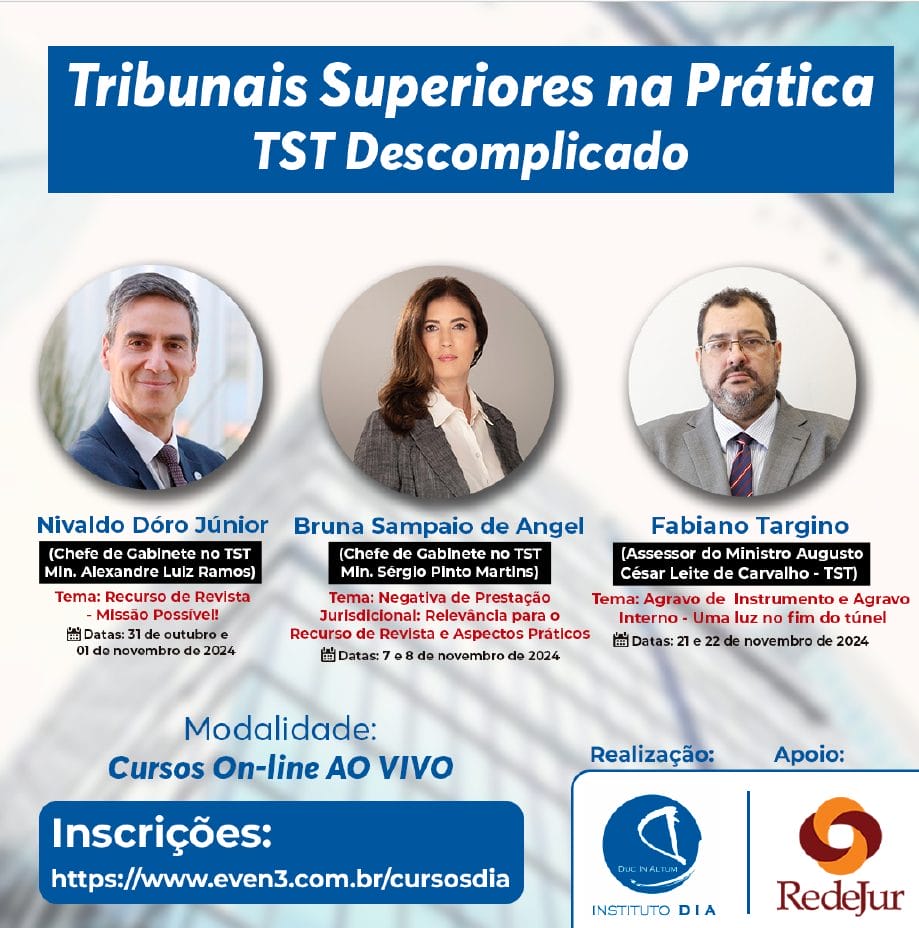 Instituto DIA oferece série de cursos práticos sobre direito trabalhista e processual 1 | Juristas Instituto Dia